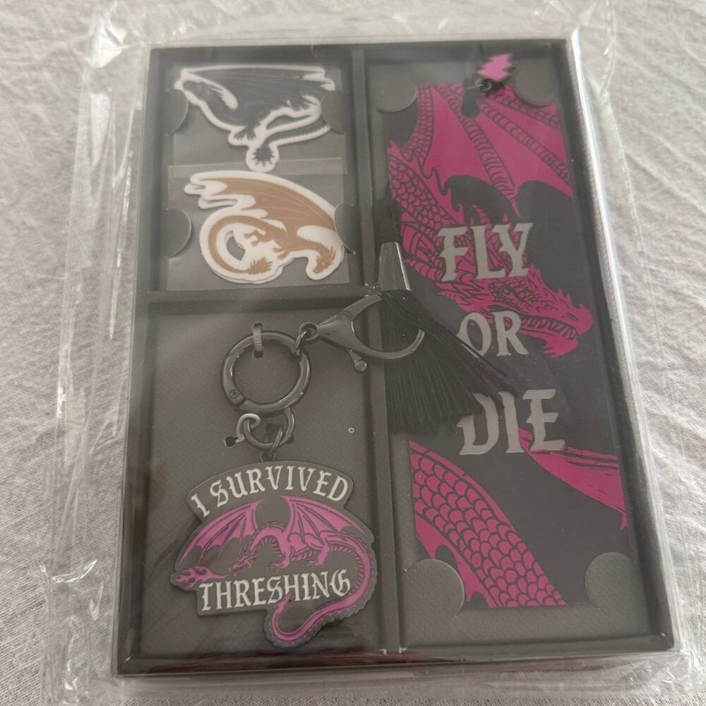 Threshing Day Fourth Wing Fandom Pack bookmark, keychain, vinyl stickers, merch
